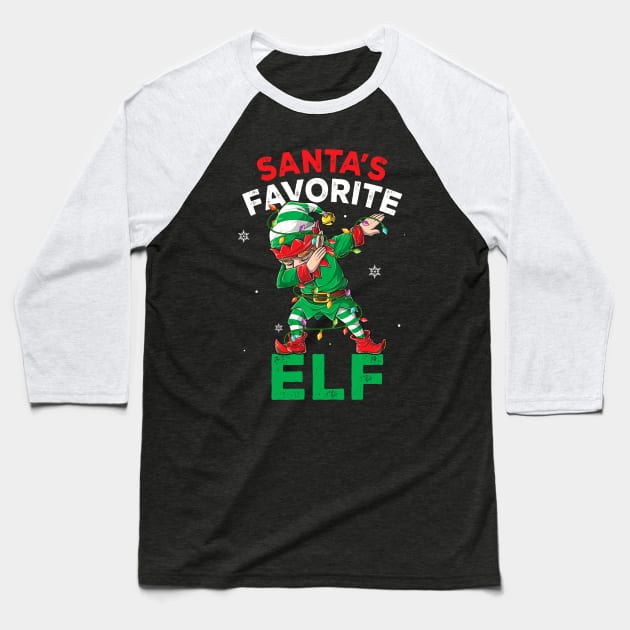 Funny Santa's Favorite Elf Squad Christmas Pajama Matching Baseball T-Shirt by _So who go sayit_